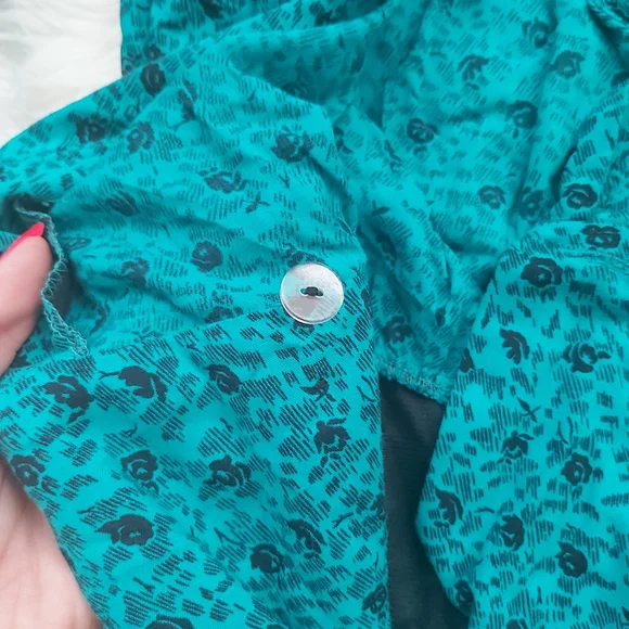 Vintage Lapel Waist Pleated Dress Micro Floral - Picture 6 of 11